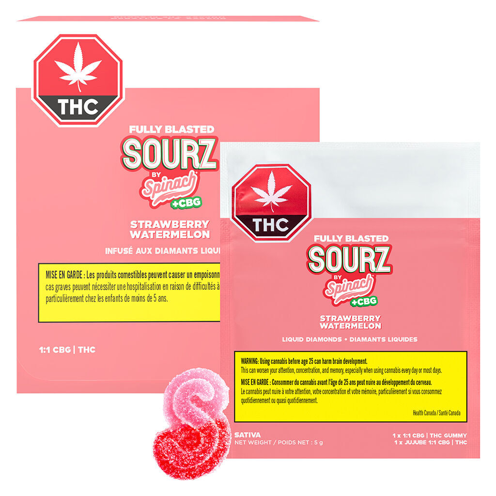 Fully Blasted Strawberry Watermelon 1:1 CBG THC Gummies - 
