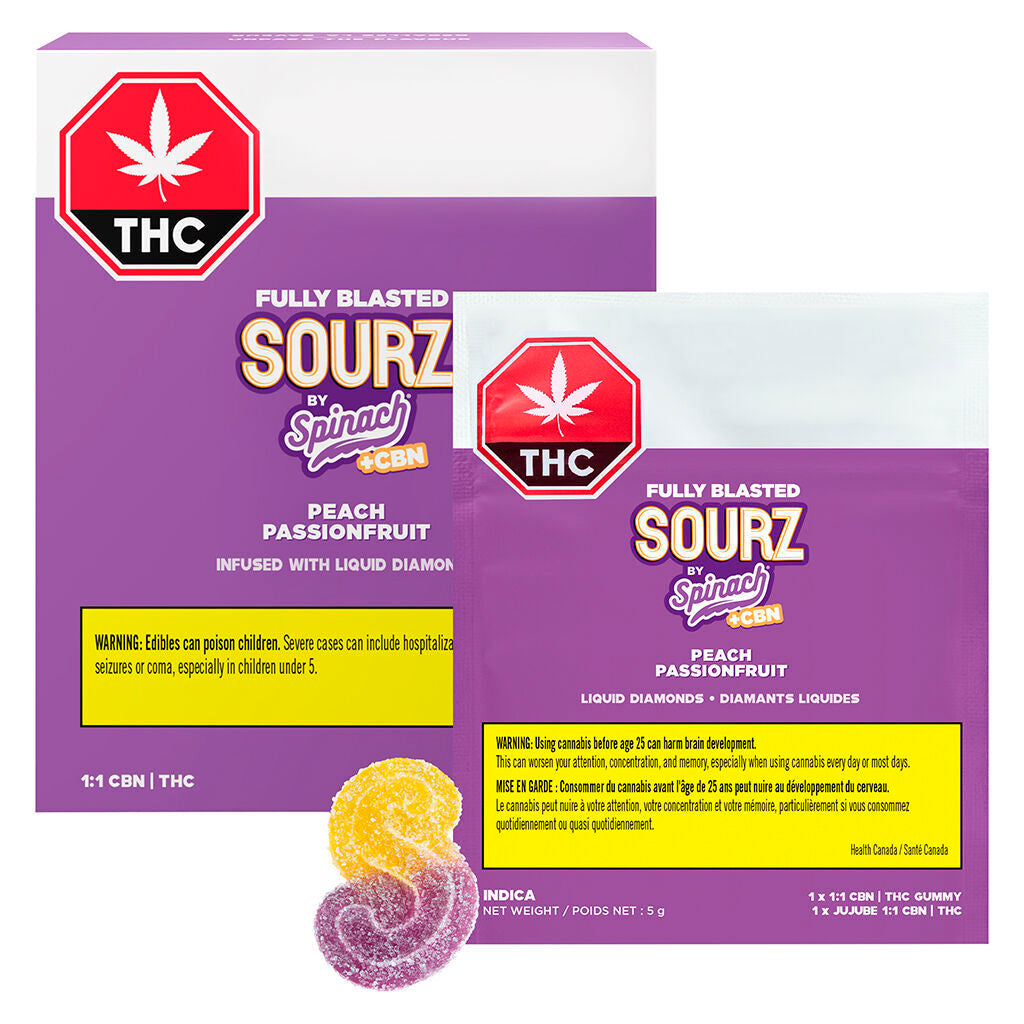Fully Blasted Peach Passionfruit 1:1 CBN THC Gummies - 