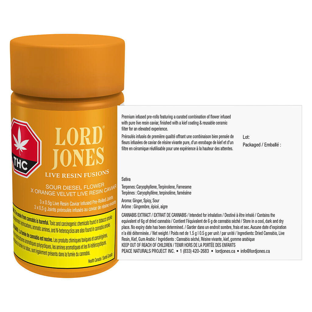 Sour Diesel x Orange Velvet Live Resin Fusi Infused Pre-Roll - 