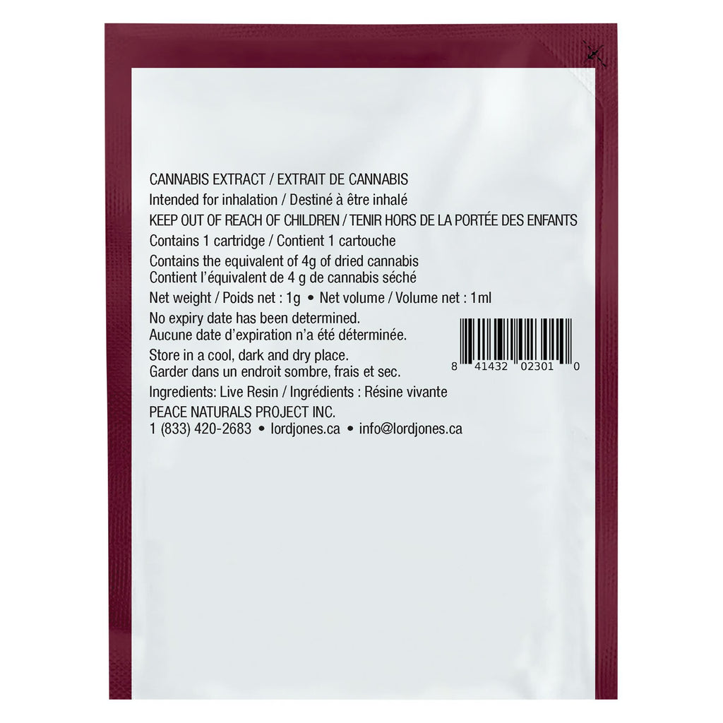 Pure Live Resin Vape Purple Lemon Haze 510 Thread Cartridge - 