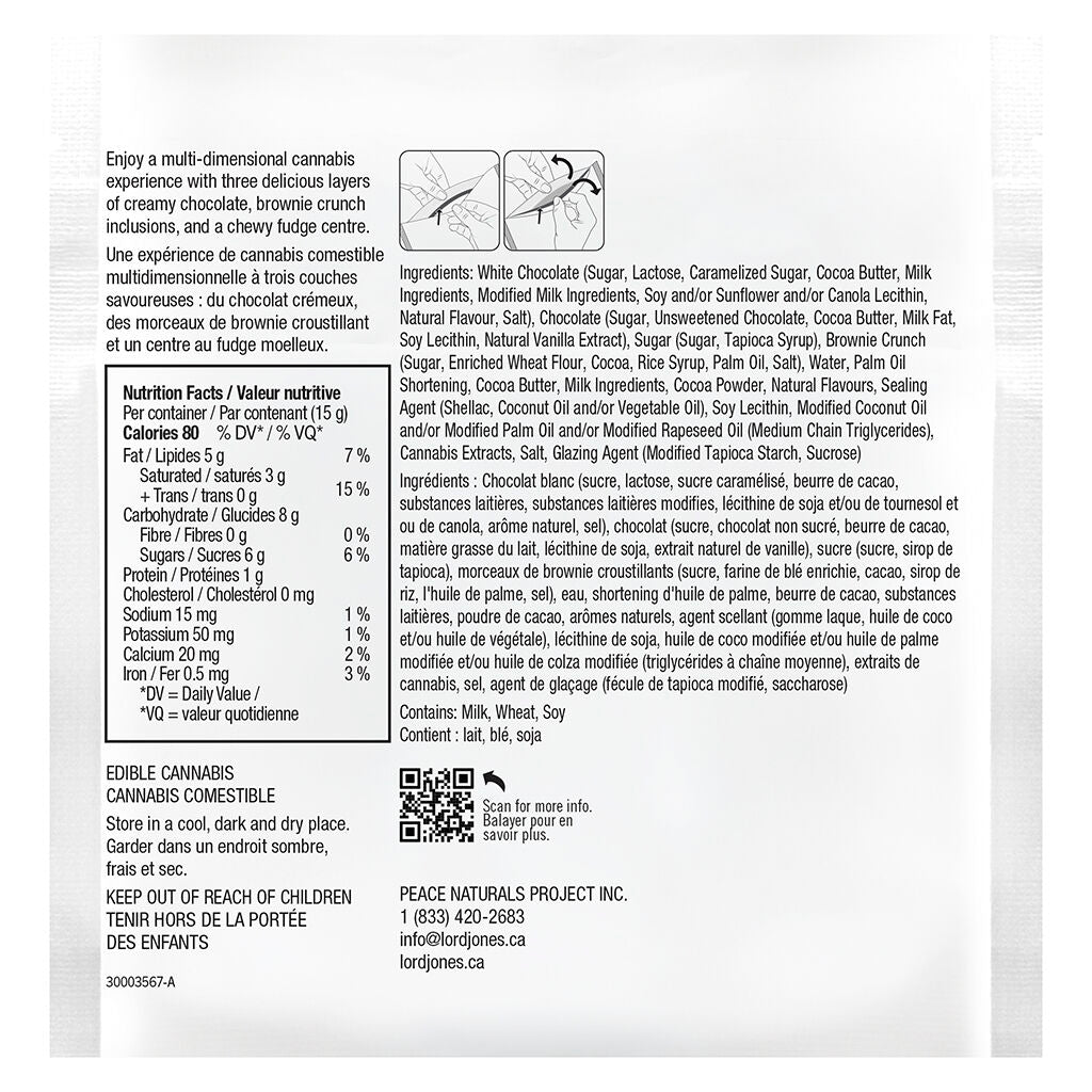 Chocolate Fusions Fudge Brownie Bite 1:1:1 CBN CBD THC - 