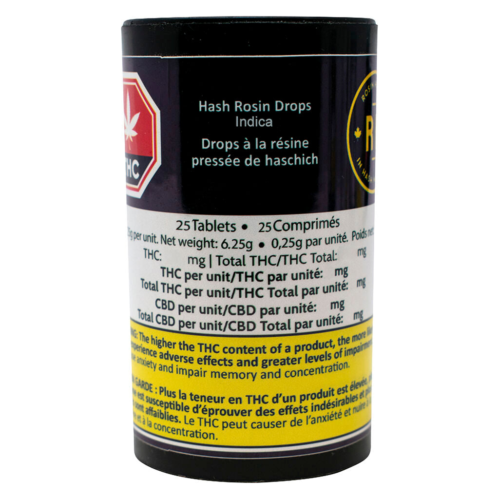 Gouttes à colophane de haschich Indica