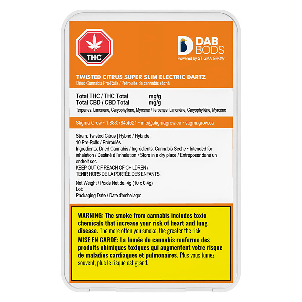 Twisted Citrus Super Slim Electric Dartz Pre-Roll - 