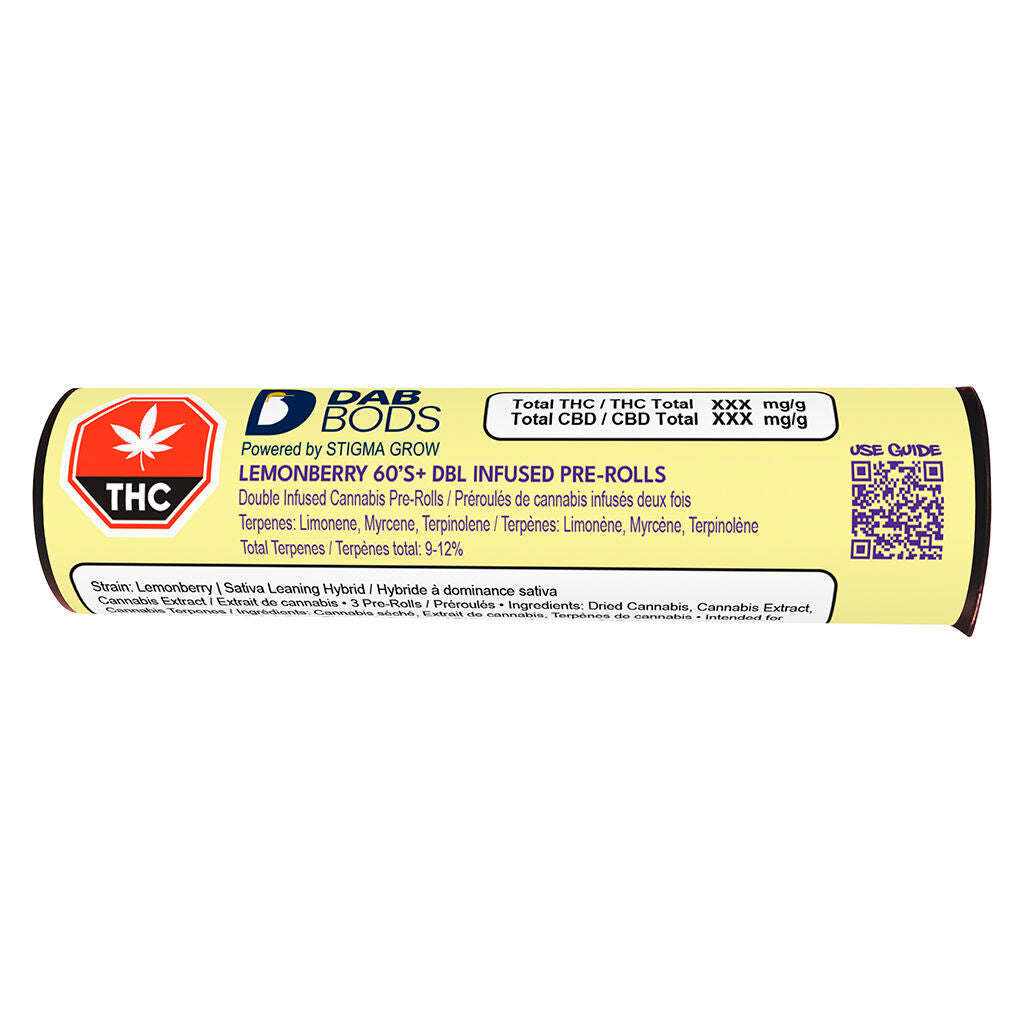 Lemonberry 60’s+ Dbl Infused Pre-Roll - 
