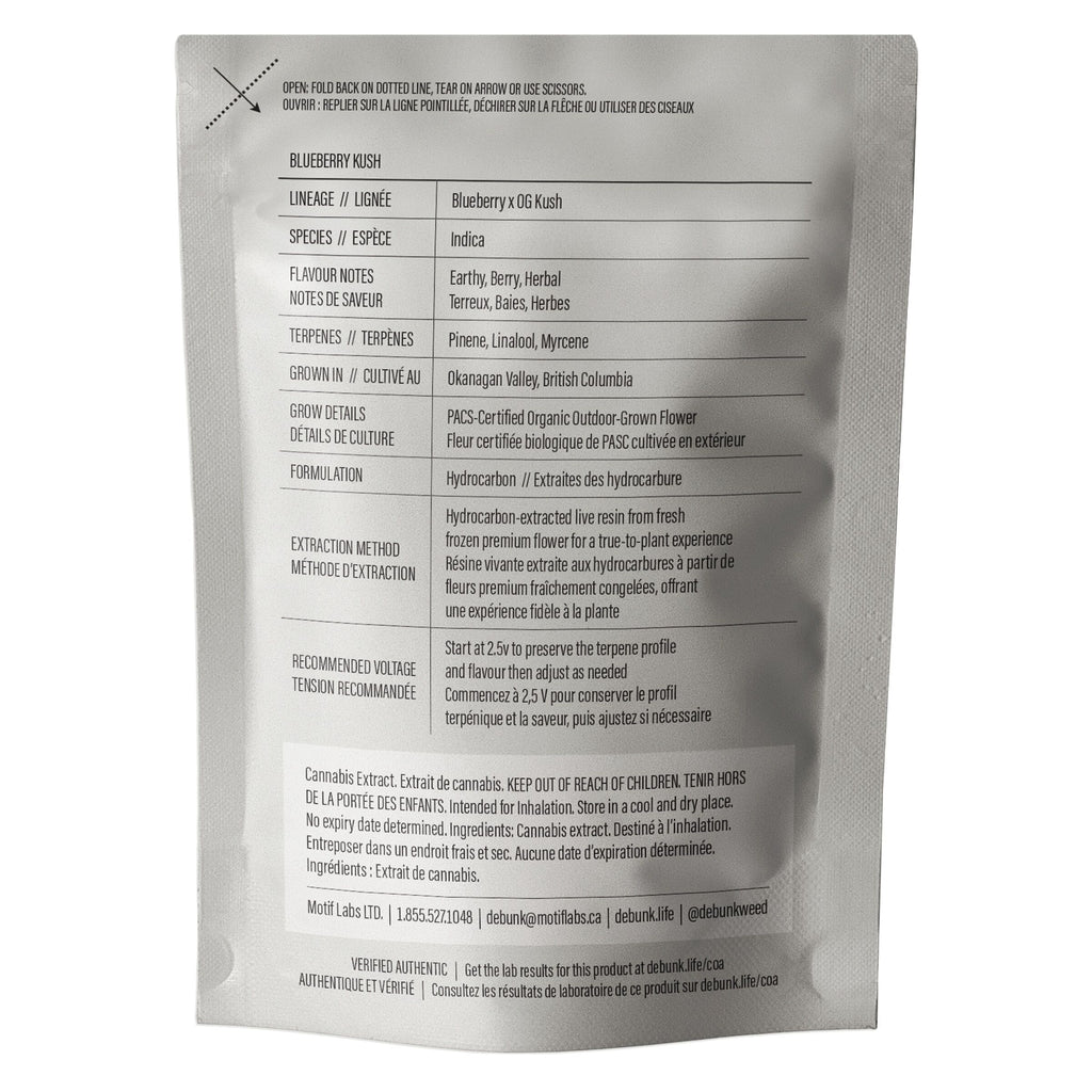 Blueberry Kush Live Resin 510 Thread Cartridge - 