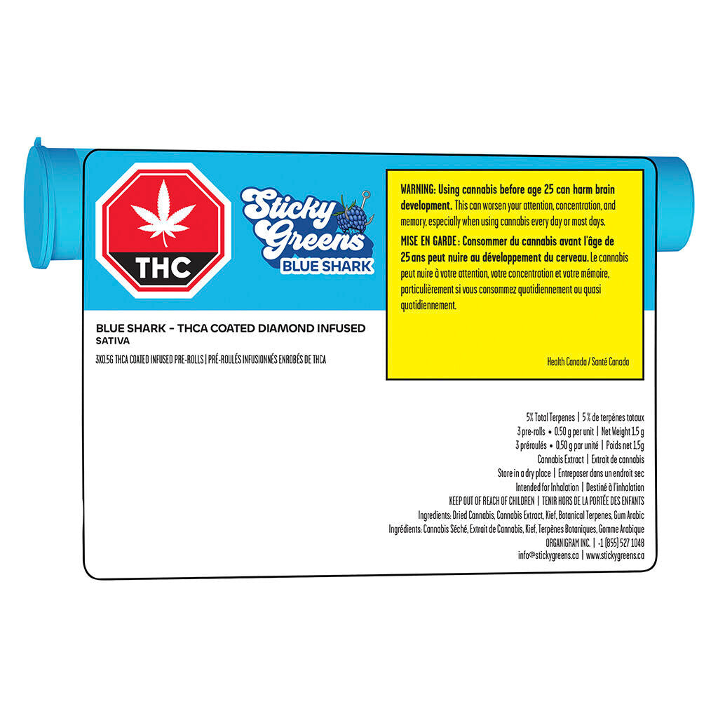 Diamond Coated Infused Pre-Roll – Blue Shark - 