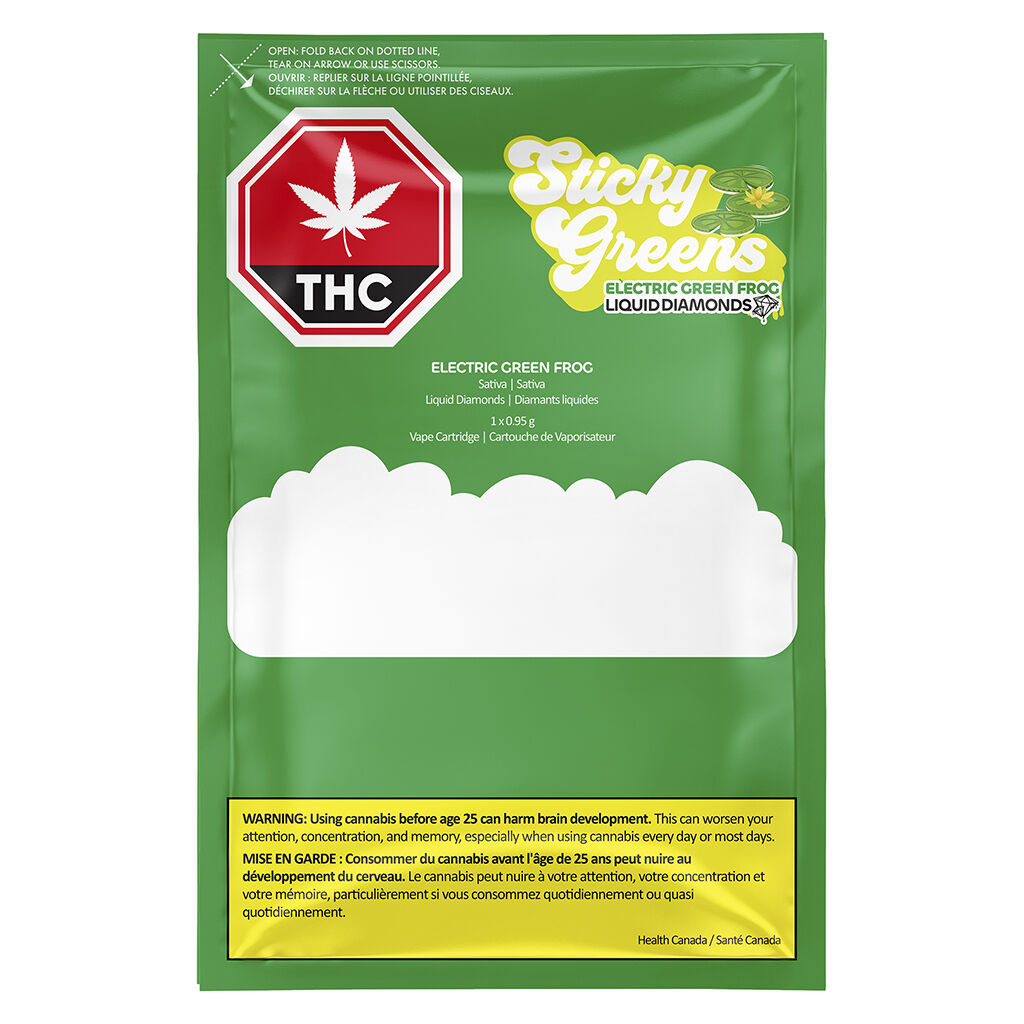 Electric Green Frog Pure Diamonds 97+ V 510 Thread Cartridge - 