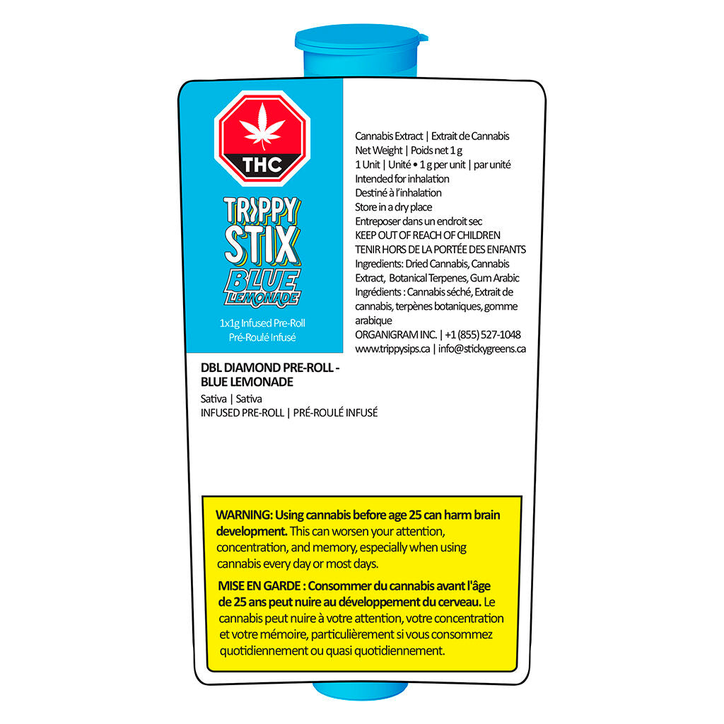 Trippy Stix DBL Diamond Infused Pre-Roll Blue Lemonade - 
