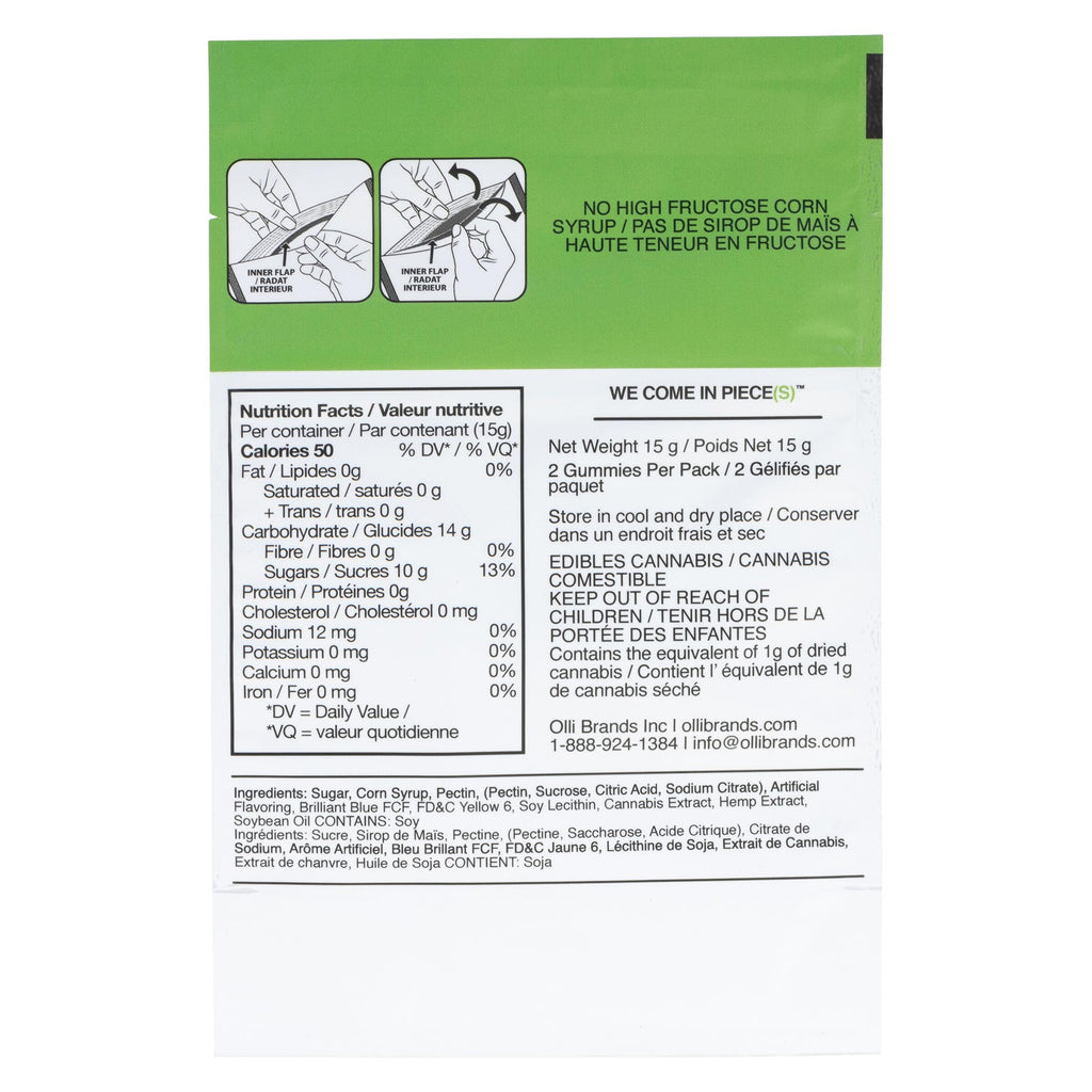 Sour Green Apple 1:1 CBG Fruit Chews - 