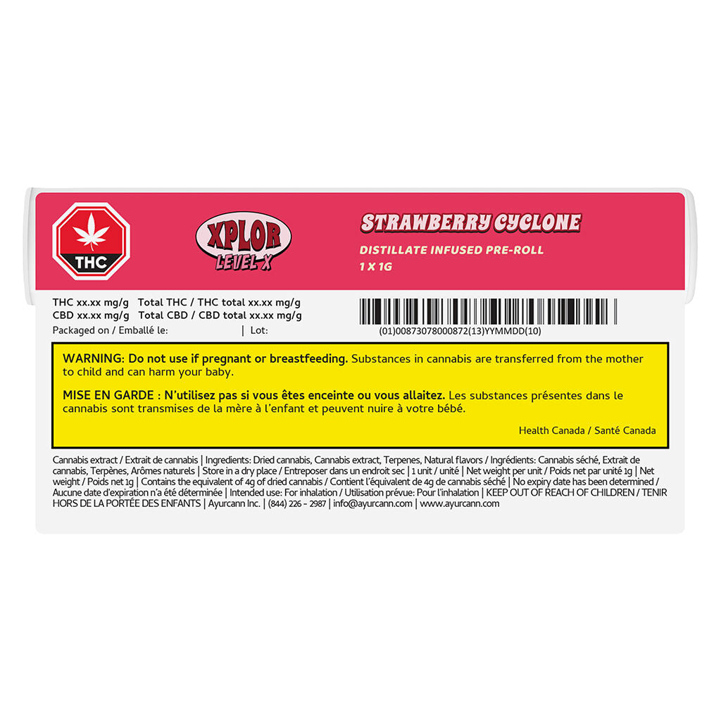 Strawberry Cyclone Distillate Infused Pre-roll