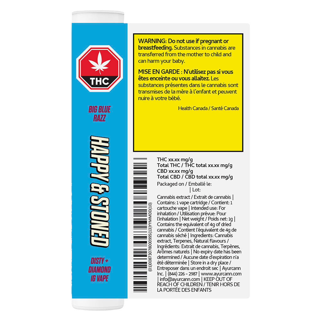 Big Blue Razz Disty+diamond 510 Thread Cartridge