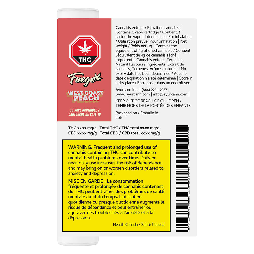 West Coast Peach 510 Thread Cartridge - 