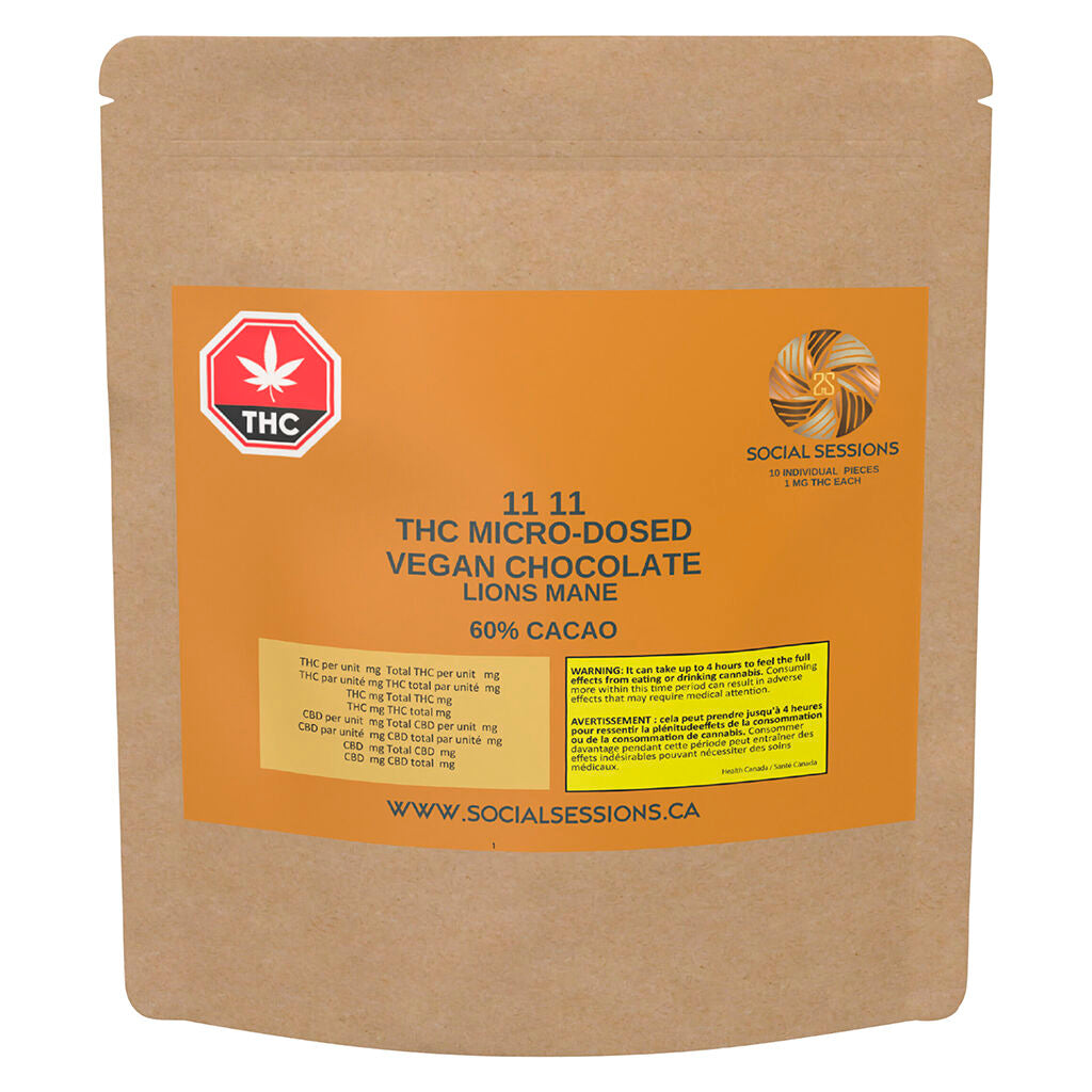 1111 THC Micro-Dosed Vegan Chocolate with Lions Mane - 