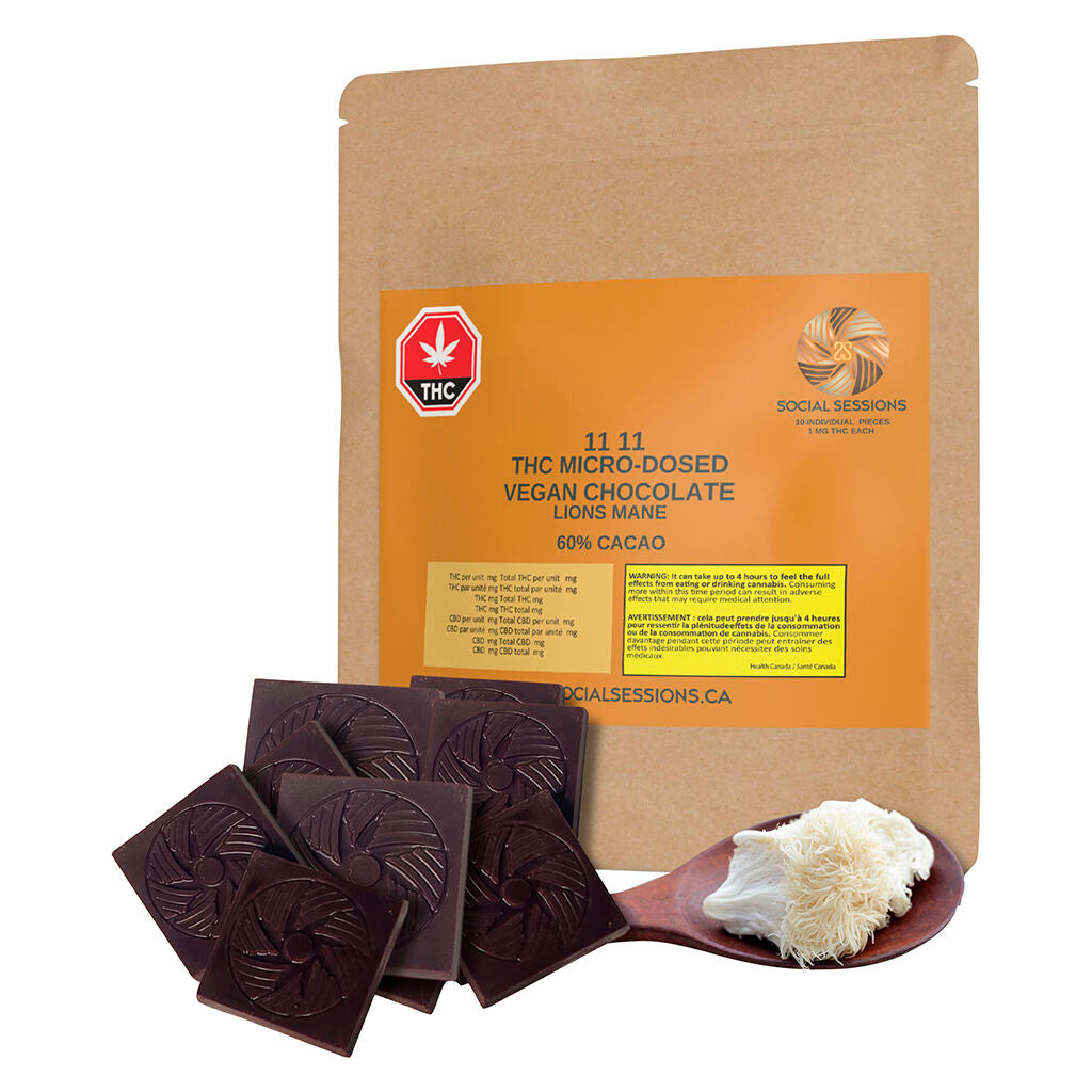 1111 THC Micro-Dosed Vegan Chocolate with Lions Mane - 