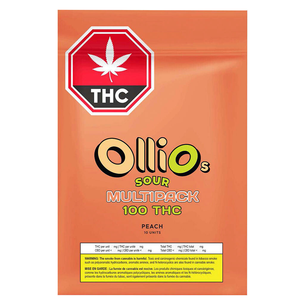 100 THC Multipack Sour Peach Gummies - 