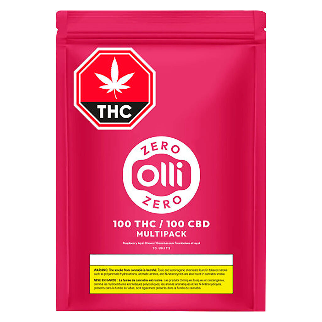 100 THC 100 CBD Multipack Raspberry Acai Soft Chews - 