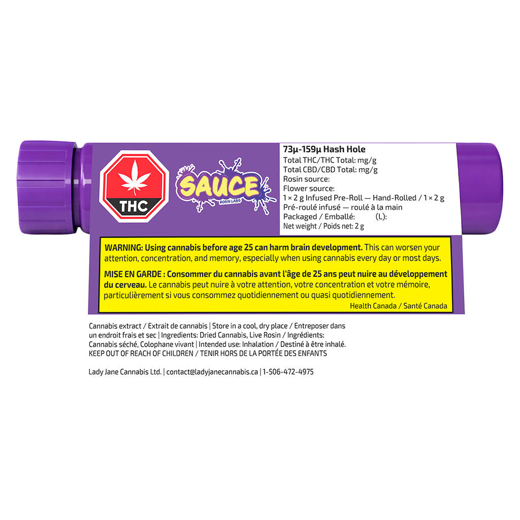 SAUCE 73-159 Hash Hole Infused Pre-Roll - 