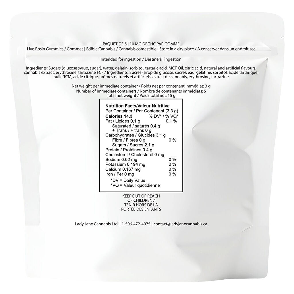 Gélifiés colophane vivante High Five 5 x 10 mg de SAUCE - 